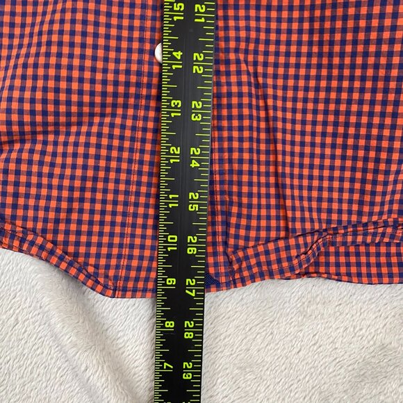 Untuckit Mens Shirt Large Red & Blue Checkered Long-Sleeve Button-Up 100% Cotton - Picture 3 of 9